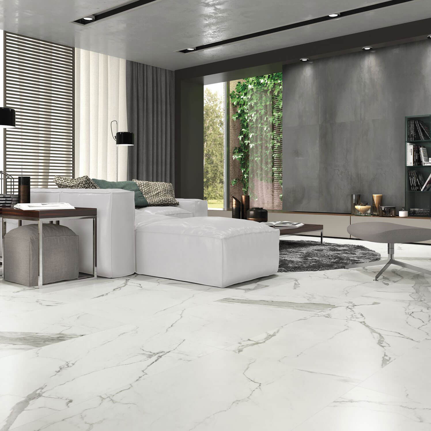 Carrelage sol et mur aspect marbre Statuario Mat 30x60 cm