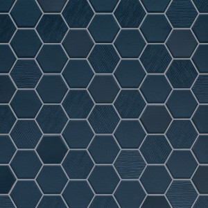 Mosaique mini tomette hexagonale bleu marine 33x29.8cm SIXTIES BLUE - 1m²