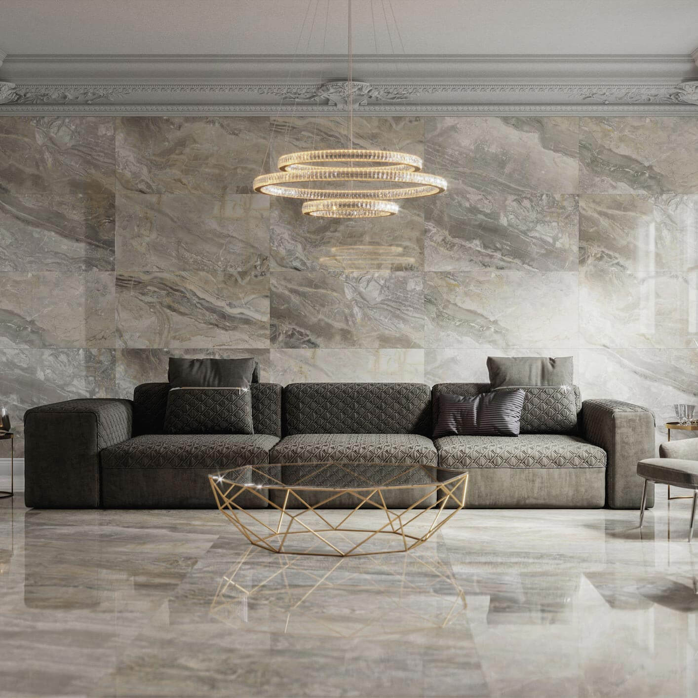 Carrelage sol aspect marbre beige Luxury 60x120, carrelage brillant